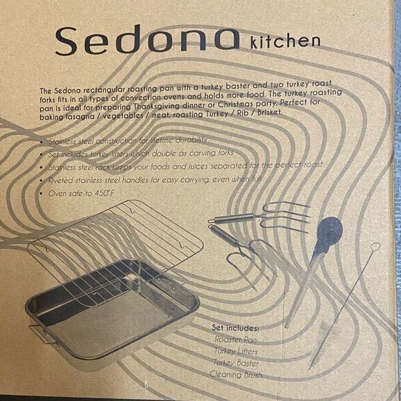 Sedona Kitchen 16.5” Stainless Steel Roaster Pan Set 6-Pieces - Picture 4 of 4